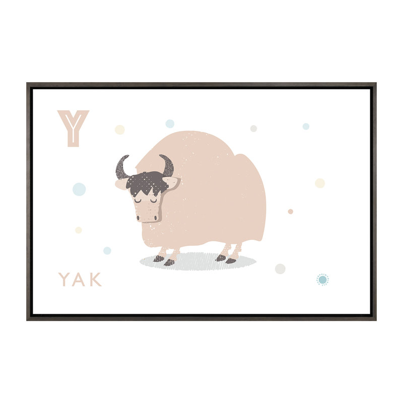 Yak - imprimé, H 40 po x l 60 po x 1,5 po, Toile avec cadre gris, Pas de tapis