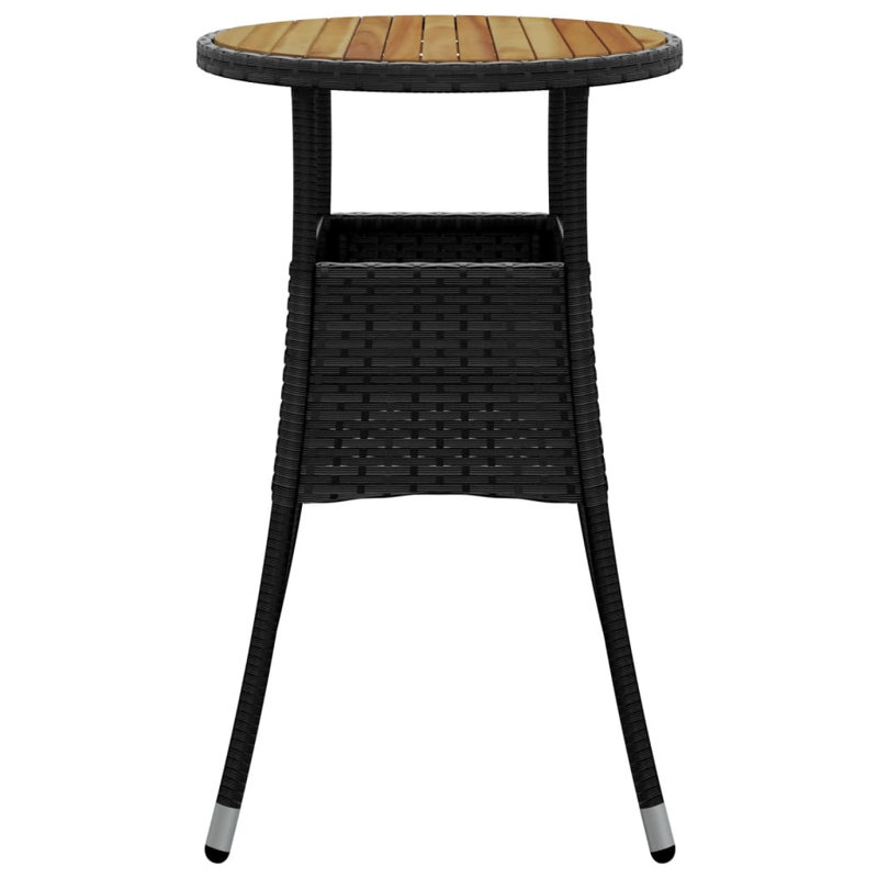 Garden Rattan/Steel/Wooden Dining Table, Black, 75 x 60 x 60cm