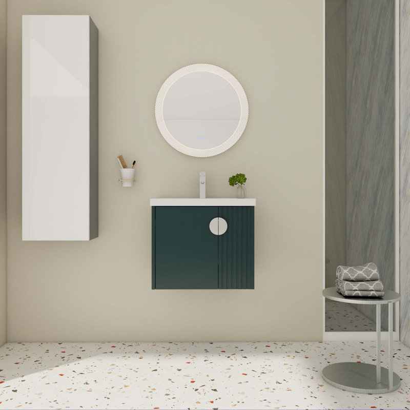 Meuble-lavabo 24 po avec lavabo, pour petite salle de bain, meuble-lavabo avec porte à fermeture en douceur, Green