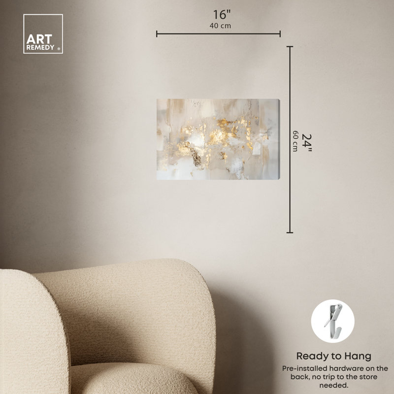 Sands of Time Gold and Beige Abstract Canvas Wall Art