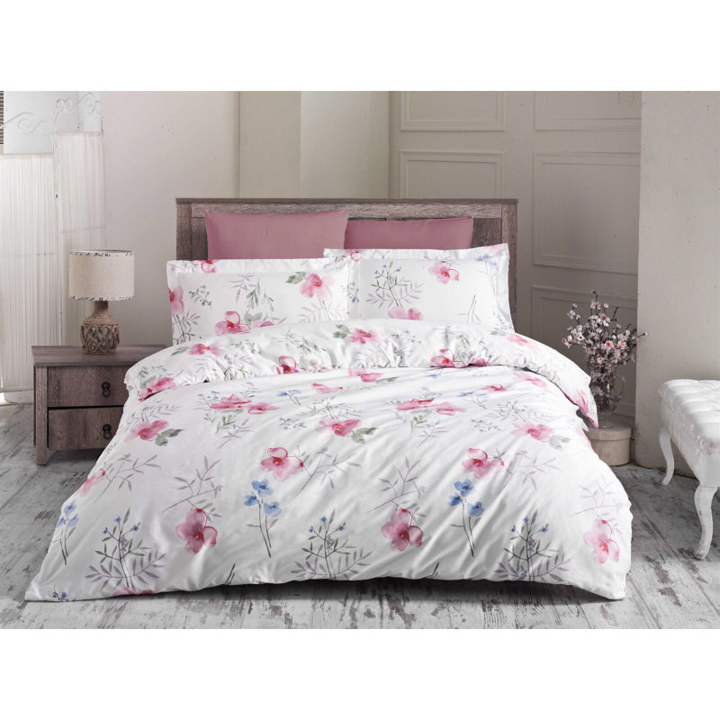 Topsham Floral Bedding, Pink/White/Grey, 155 x 200 cm - 1 Standard Pillowcase
