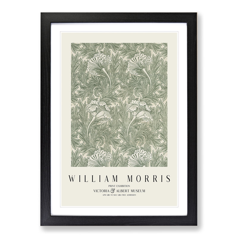 Tulips by William Morris - Picture Frame Painting, 48cm H x 36cm W x 2cm D, Black Framed