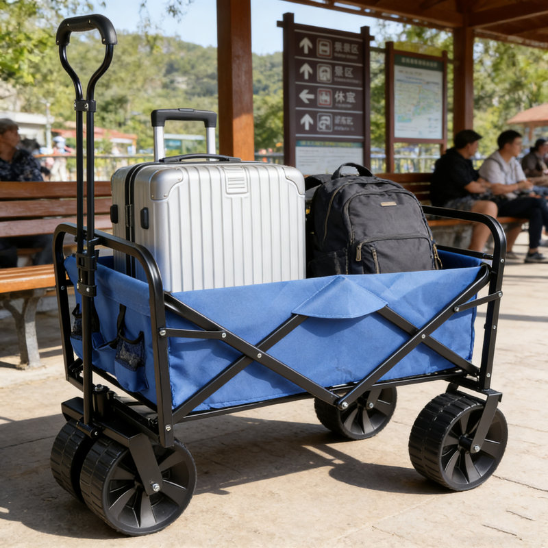 Chariot de plage pliable, bleu