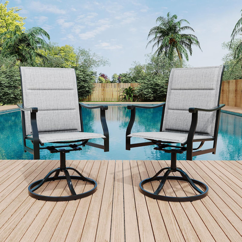 Ensemble de 8 chaises de patio pivotantes à dossier haut en textilène avec dossier rembourré pour l'extérieur