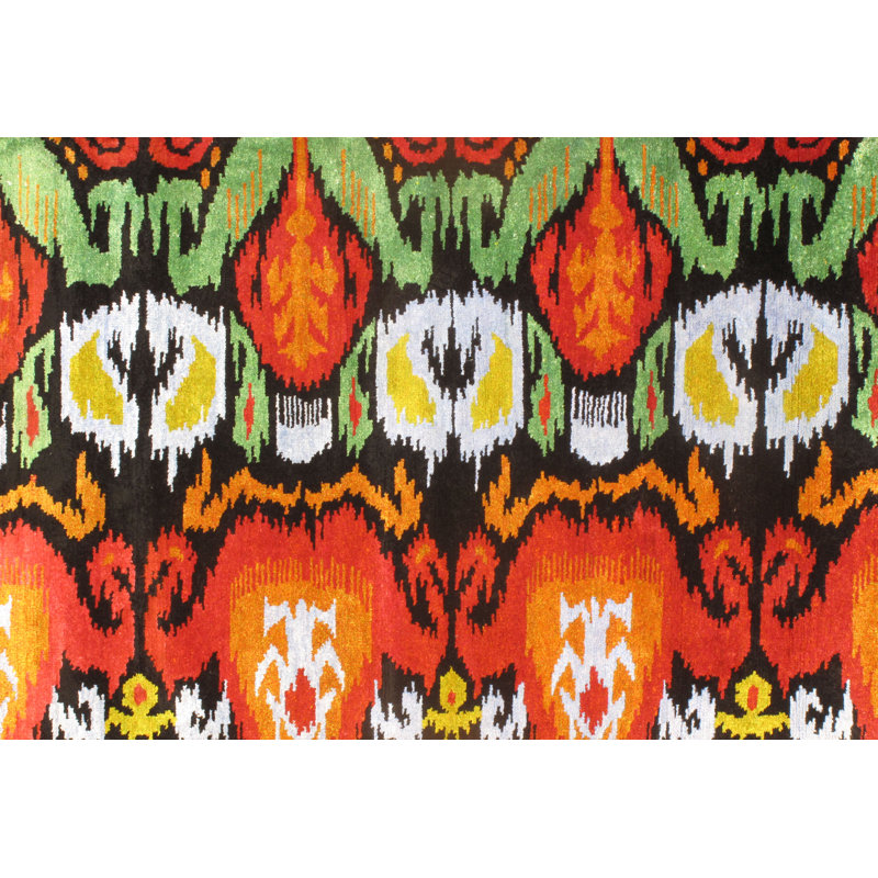 Ikat Hand Woven Wool Ikat Area Rug