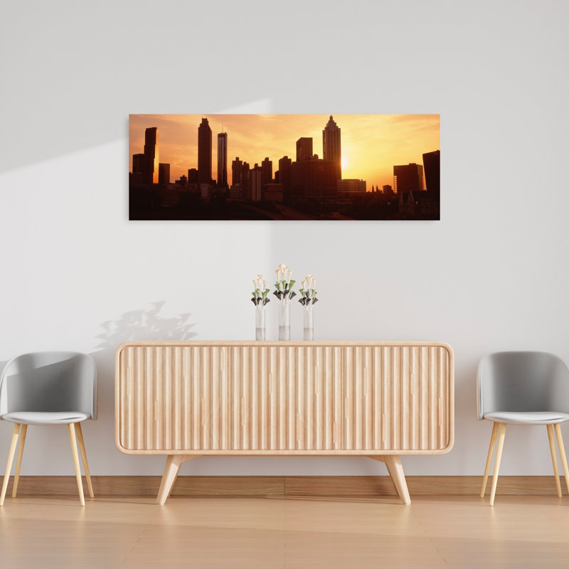 «Sunset Skyline», Atlanta, Géorgie, art abstrait moderne, art mural urbain, H 16 po x l 48 po