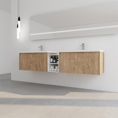 Meuble-lavabo à fermeture en douceur avec lavabo
