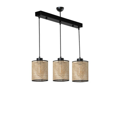 Annaleigh 3 - Light Rattan Cylinder Pendant