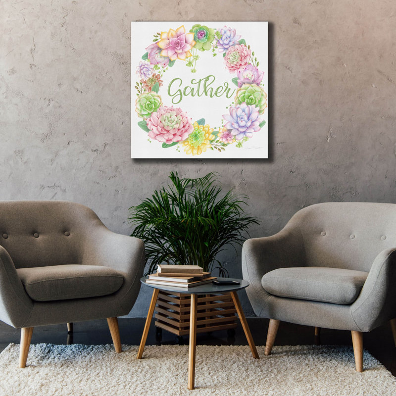 «Succulent Wreath A» par Jean Plout, art mural sur toile, H 37 po x l 37 po x P 1,5 po