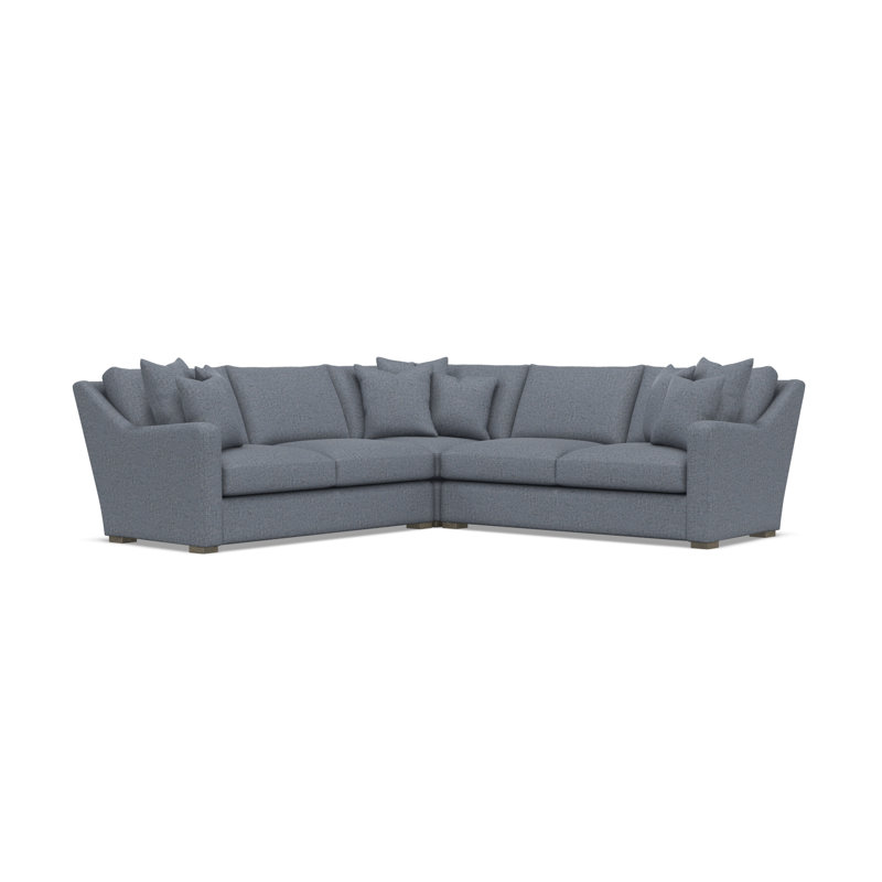 Sectional, Teal Polyester, 34.5" H x 107.5" W x 107.5" D, Symmetrical