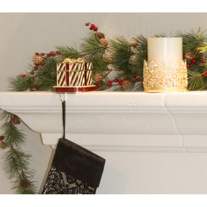 Holiday Gift Box Stocking Holder, Red