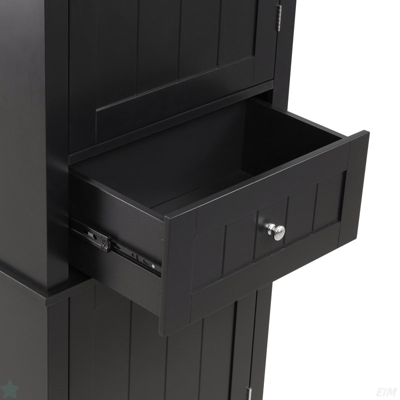 Tall Bathroom Storage Cabinet, Freestanding Storage Cabinet With Drawer And Adjustable Shelf, MDF Board With Painted Finish