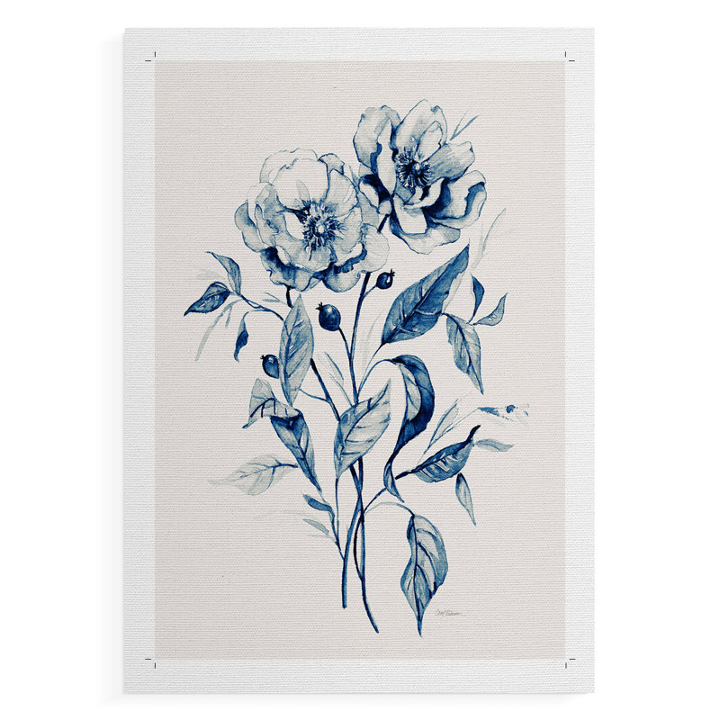 Indigo Wild Roses I - Impression sur toile seulement - NON CADRE, H 27 po x l 18 po