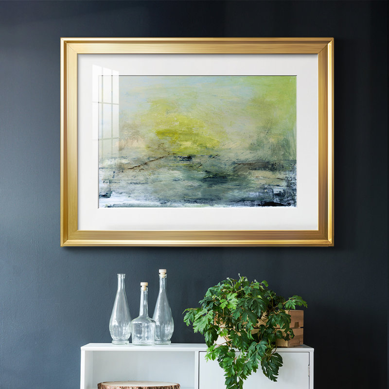 «Lightful», impression encadrée avec verre biseauté mat et verre, Or, H 27 po x l 39 po x P 1,5 po