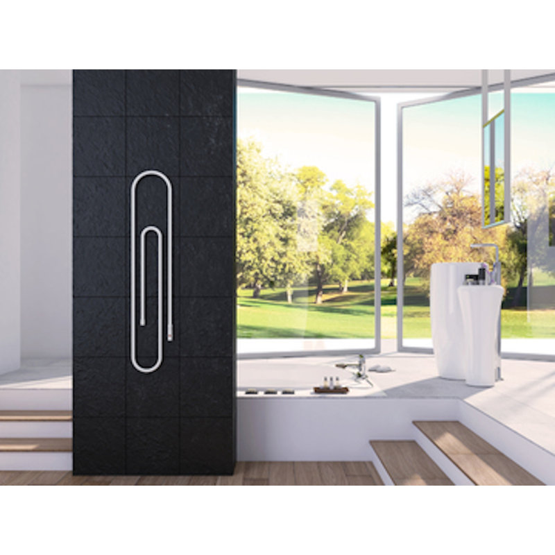 Chauffe-serviettes électrique mural à pinces, H 59 po x l 12 po x P 1,4 po, Blanc