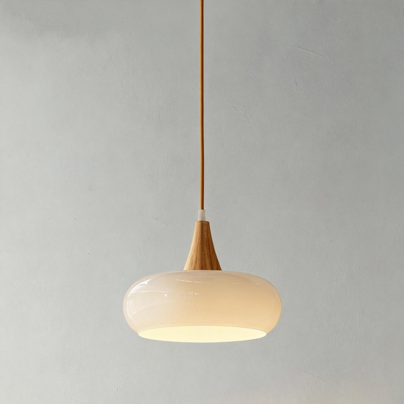 White Glass Pendant Light, White