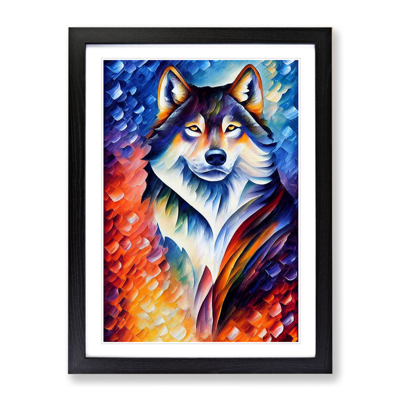 Wolf Portrait No.5 - Single Picture Frame Print, Black Framed, 34cm H x 25cm W x 2cm D