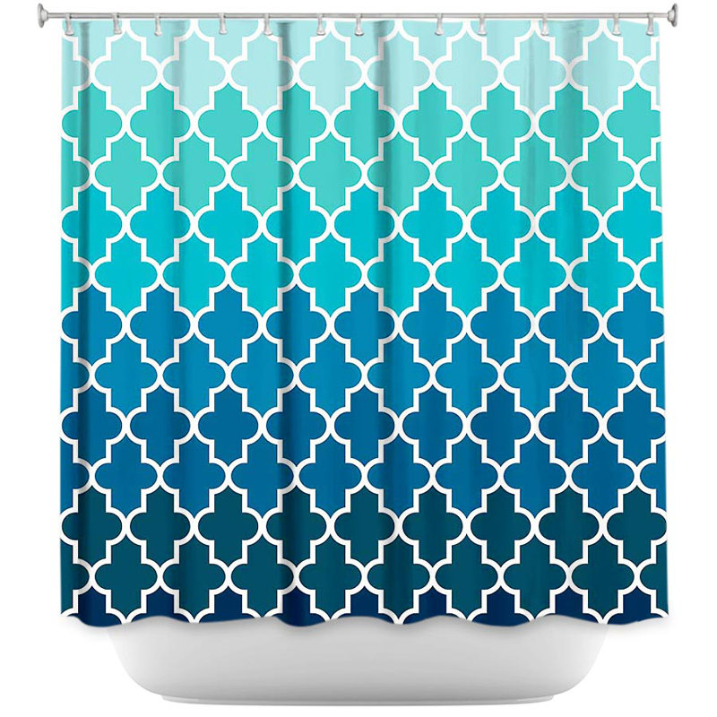 Lucchesi Aqua Ombre Quatrefoil Single Shower Curtain