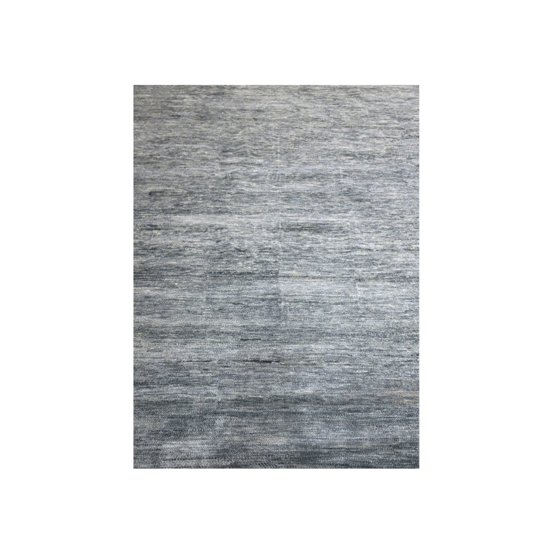 Tapis oriental rectangulaire gris en laine noué à la main 9 pi 1 po x 12 pi 2 po - MOA10276076