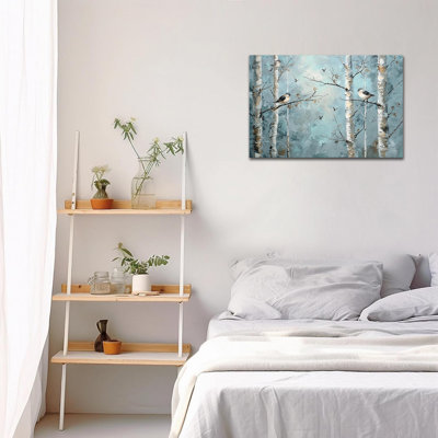 Scène d'hiver Abisali pour salon, chambre à coucher, décoration murale, oiseaux de la nature, reproduction d'art, paysage d'hiver moderne, impressions sur toile, décorations pour la maison, œuvre d'art prête à accrocher, 18 po x 24 po
