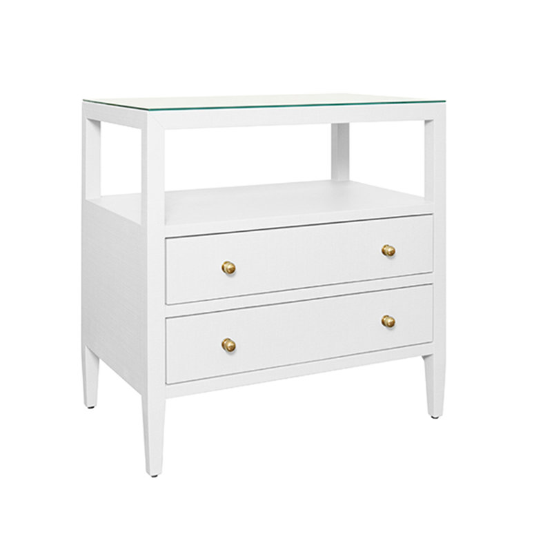 Douglas Glass End Table, White