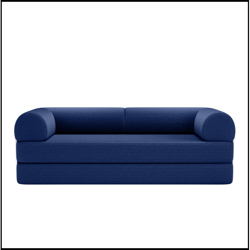 Canapé deux places en velours côtelé avec coussin moelleux, Blue