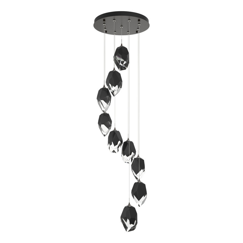 Luminaire suspendu à motif géométrique Chrysalis, H 80 po x l 20,5 po x P 20,5 po, Noir, Bronze huilé