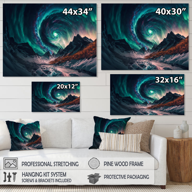 Aurore boréale Magical Northern Lights II - reproduction sur toile, H 16 po x l 32 po x P 1 po, Toile tendue