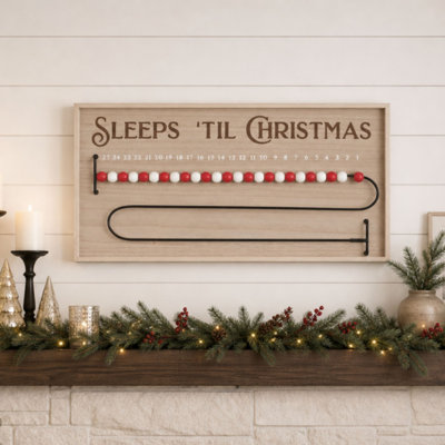 Wood Beaded Christmas Countdown 20"L