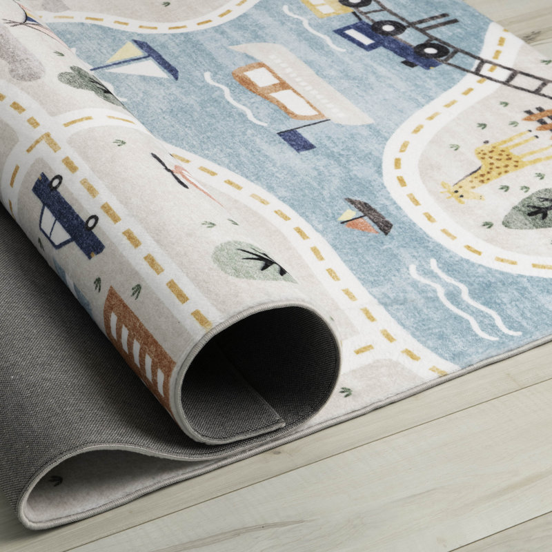 Rectangle Juha Area Rug with Non-Slip Backing, Rectangle 5'3" x 7'7"