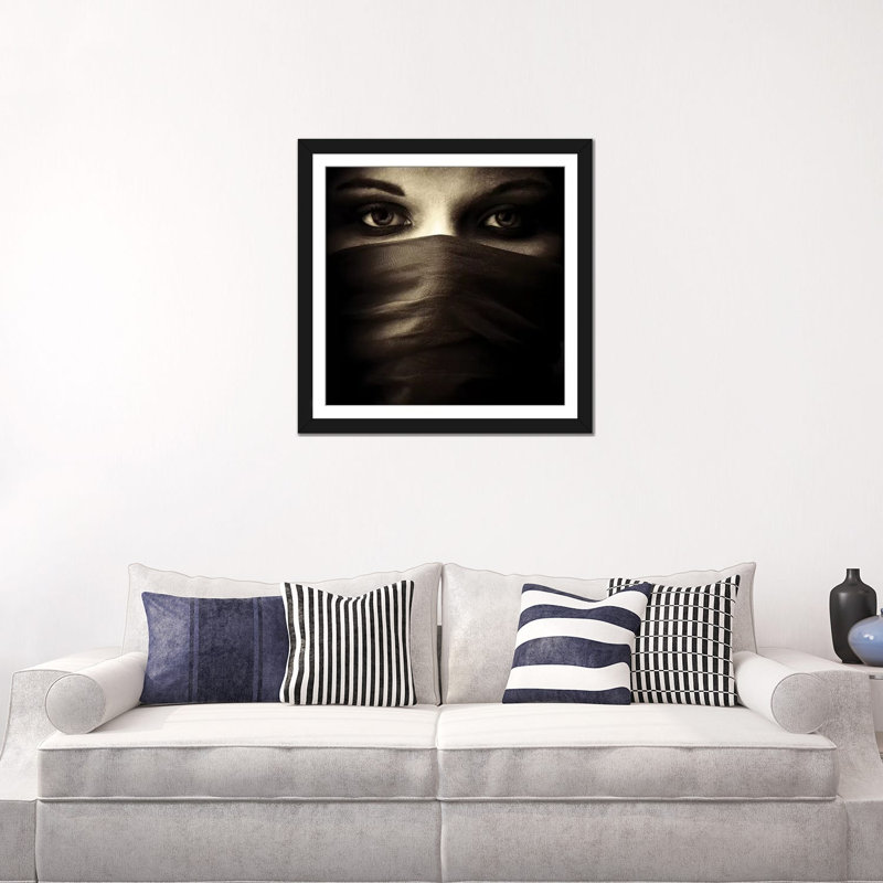 « recouvert », reproduction d’impression sur toile, Papier d'art encadré noir, Blanc, H 16 po x l 16 po x P 1 po