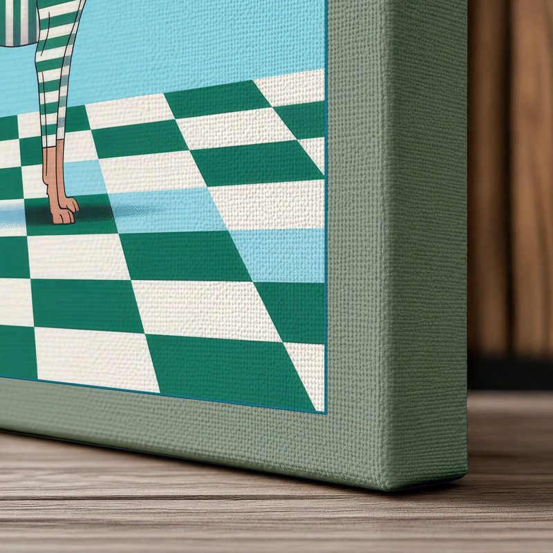 Geometric Horse Minimalist 1 Piece Wrapped Canvas Wall Art, 18x12 - 45.7 x 30.5 cm, Sage Border