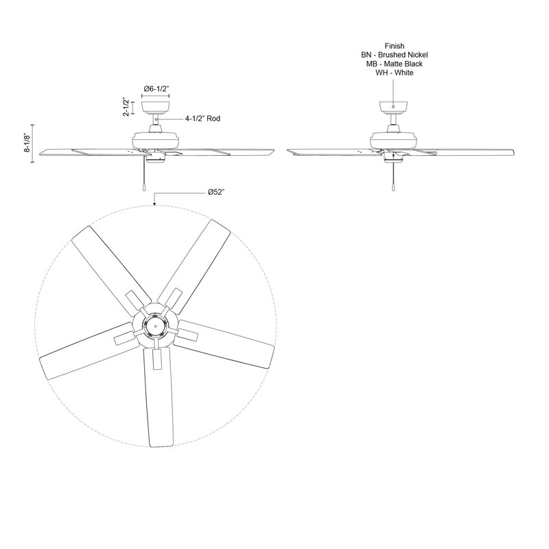 Erikson Ceiling Fan, Matte Black, Black
