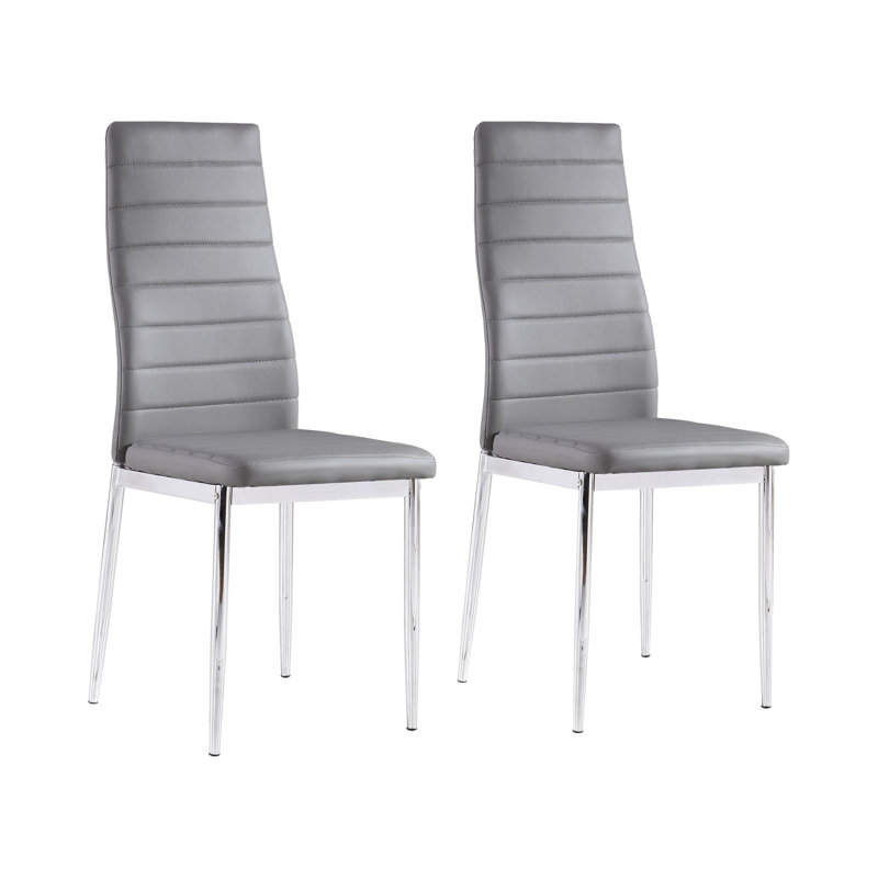 Ginnifer Upholstered Dining Chair, Chrome, Grey
