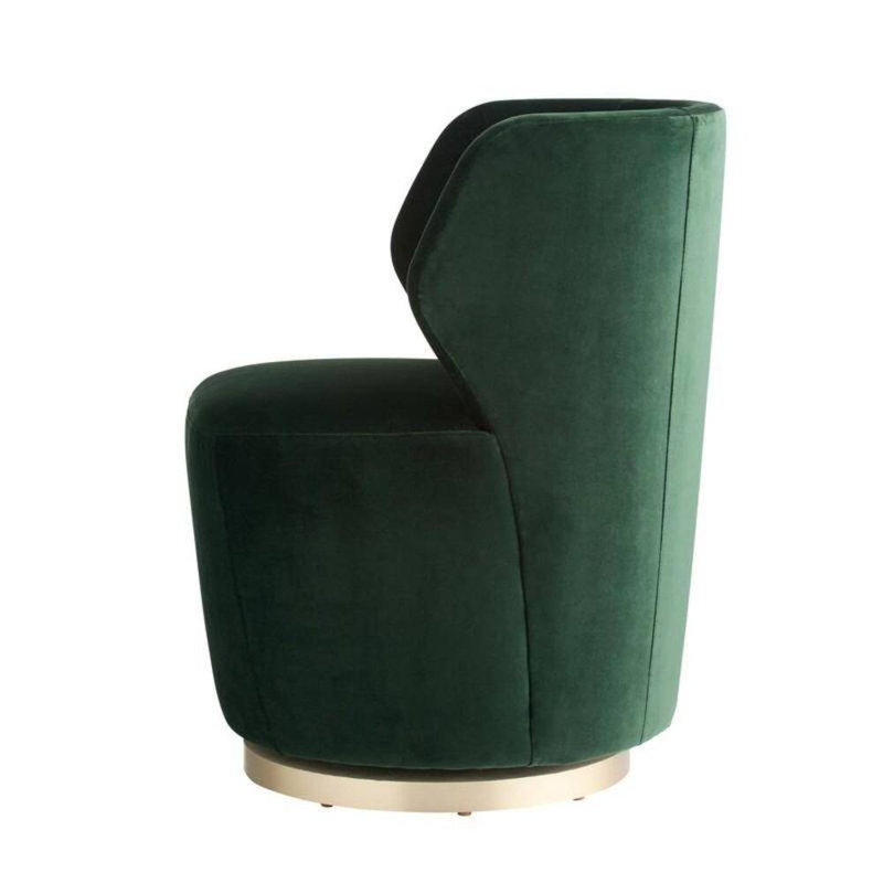 Poppy Chair Forest Velvet Champagne Swivel, Forest Cotton Blend