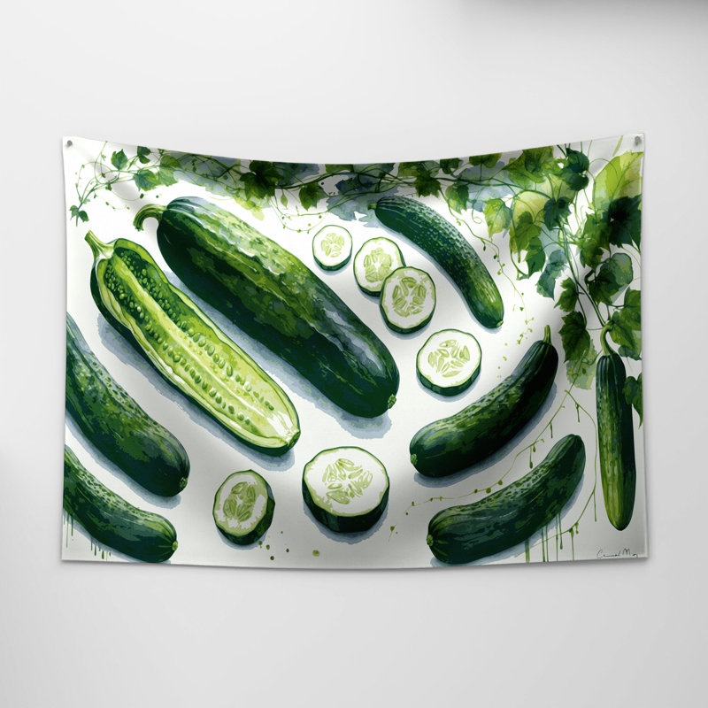 Tapisserie murale légumes et concombre, 68 po x 80 po