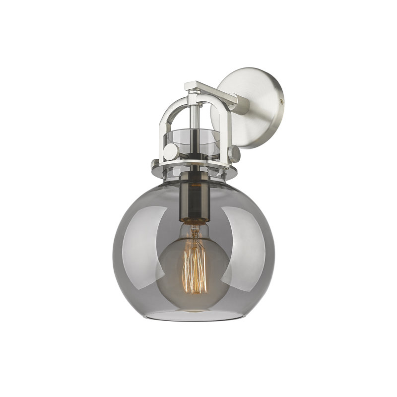 Applique murale 1 lumière 8 po Skippack, Plaqué couleur fumée, Nickel satiné