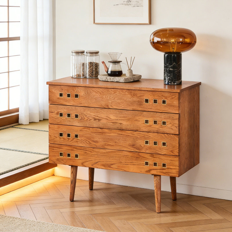 Commode d'appoint nordique de style rétro, Brun