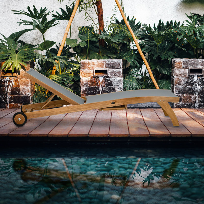 Parmele Outdoor Teak Chaise Lounge