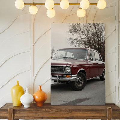 Canvas Soviet Volga Nostalgia Classic Maroon Gaz Car Wall Art Ready To Hang Gallery Wrapped Home Decor Modern Design Premium Quality