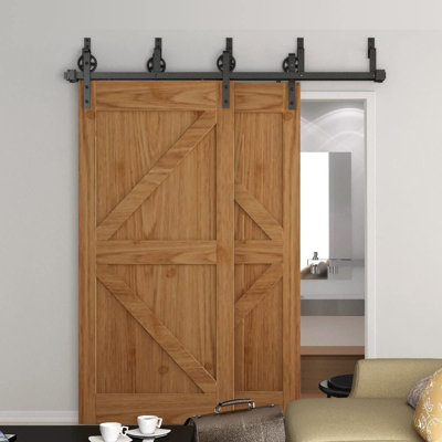 Ensemble de quincaillerie de porte de grange coulissante à rayons doubles rustique