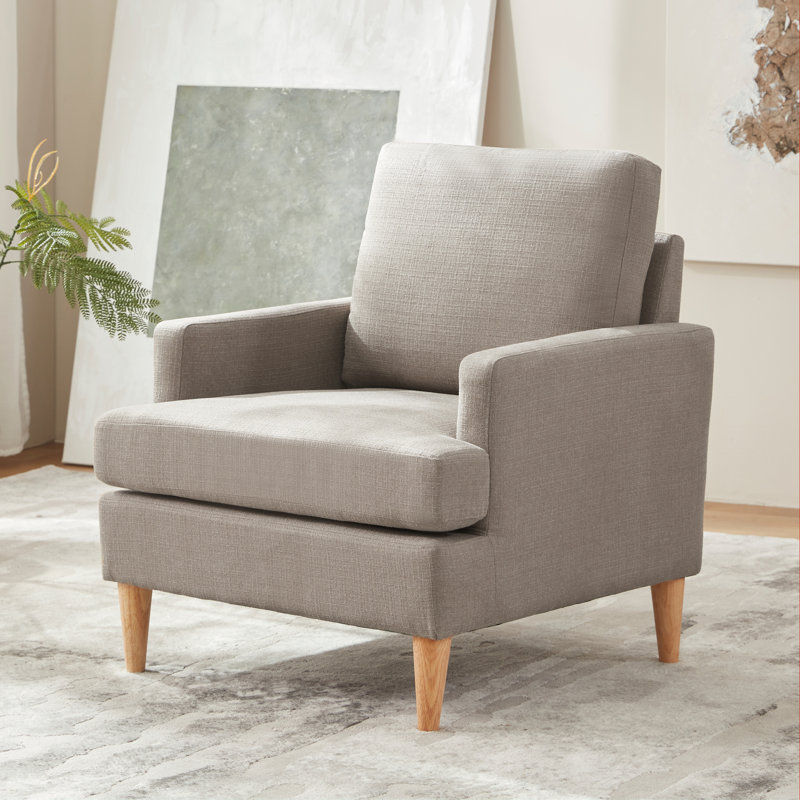 Ensemble de 2 fauteuils avec pieds en bois massif, Brun