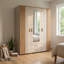 Armoire 3 portes avec miroir et tiroirs Cadix, armoire de 59 pouces de large avec tringle et tablettes-132482529