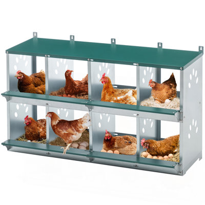 Boîte de nidification à 8 compartiments pour poules pondeuses, poulailler en métal, fixation murale pour poulets, poules et poulailler
