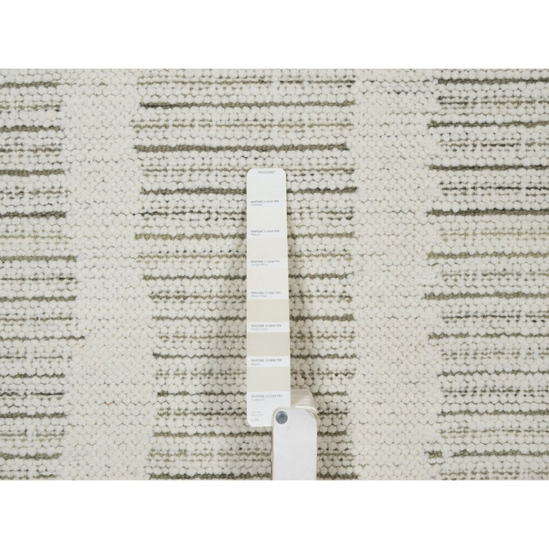 Tapis oriental rond en laine ivoire tissé à la main 5 pi 10 po x 5 pi 10 po , Rond 5 pi 10 po