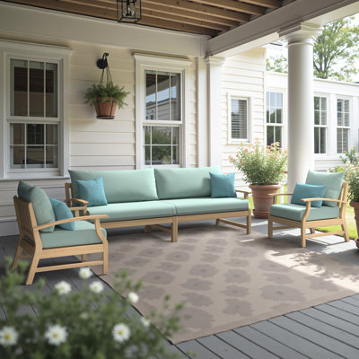 Kooper 3 Piece Sunbrellaâ® Outdoor Patio Seating Set  - Spa Blue