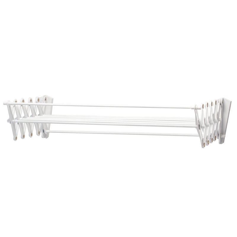White Collapsible Wall-Mount Metal Drying Rack, 24 Inches