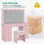 Dressing Table with Power Outlet and LED Mirror, 11 Drawers, 3 Lighting Modes, Glass Top, Stool-1584534459