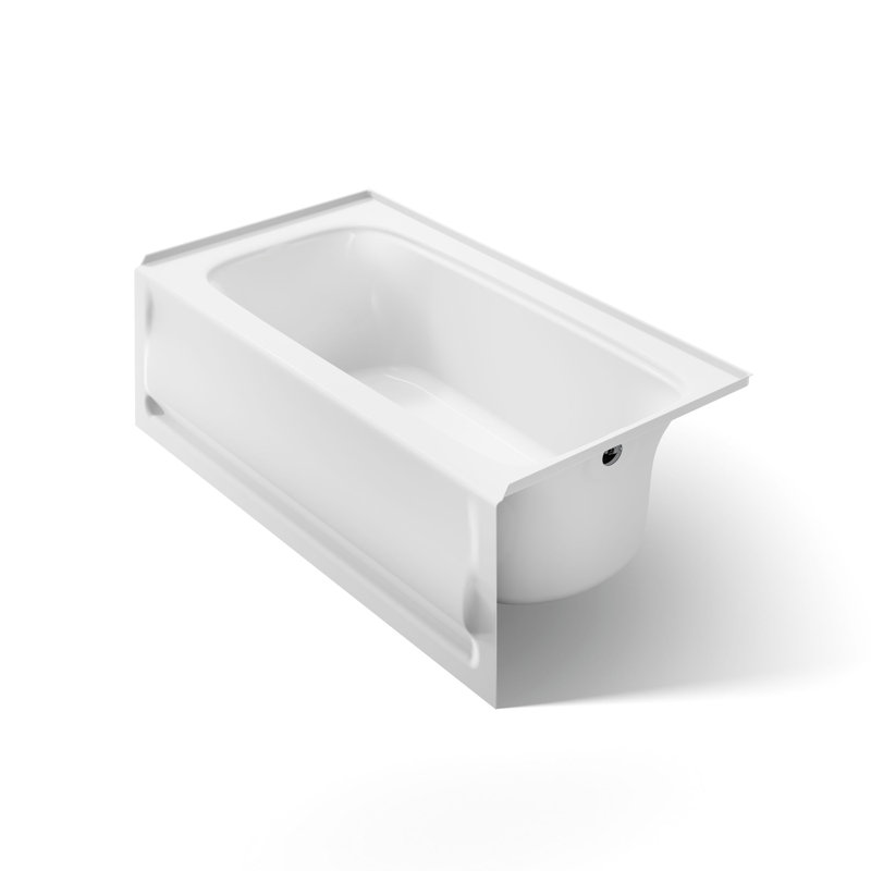 Bancroft 60" x 32" Alcove Soaking Acrylic Bathtub, White, Right
