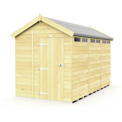 7ft x 12ft Apex Security Shed - Single Door